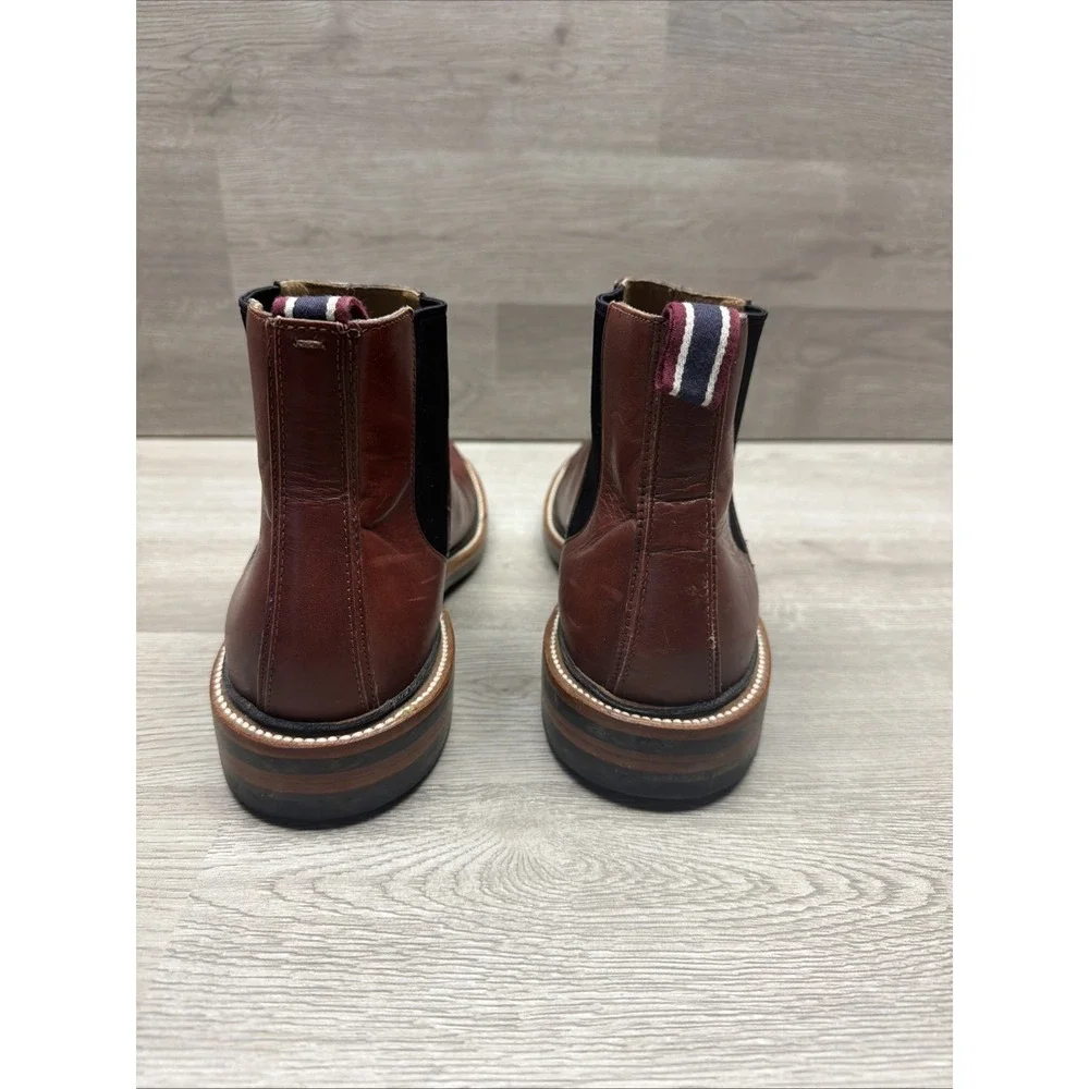 J Crew Chelsea Boot Oar Stripe Italian Leather J9018 Size 7.5 Mens Very Nice